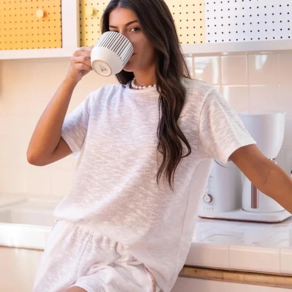 Pitusa Pima Shorts and Matching Pima Button Down PJ SET in Sky Blue - Picture 1 of 5